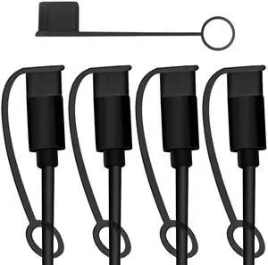 USB C Cable Dust Caps 5 Pack with Integrated Tether, Black USB C Cable Dust Caps 5 Pack with Integrated Tether, Black