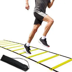 20ft Adjustable Agility Speed Ladder Training Ladder with Carry Bag - Soccer, Speed, Football Fitness Feet Training - Agility Training Equipment for Footwork Drills(Yellow) 20ft Adjustable Agility Speed Ladder Training Ladder with Carry Bag - Soccer, Speed, Football Fitness Feet Training - Agility Training Equipment for Footwork Drills(Yellow)