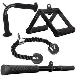 Cable Machine Attachment Set LAT Pulldown Attachments Weight Machine Accessories for Home Gym ,Straight Pull Down Equipment, V-Shaped Bar, Tricep Rope, Double D Row Handle Cable Machine Attachment Set LAT Pulldown Attachments Weight Machine Accessories for Home Gym ,Straight Pull Down Equipment, V-Shaped Bar, Tricep Rope, Double D Row Handle