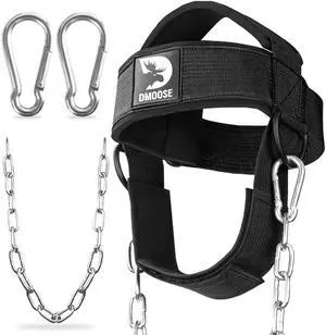 Neck Harness for Weight Lifting - Soft Padded Head & Chin Strap with 30" Heavy Duty Steel Chain - Neck Exerciser, Trainer & Strengthener to Support Injury Recovery (Black) Neck Harness for Weight Lifting - Soft Padded Head & Chin Strap with 30" Heavy Duty Steel Chain - Neck Exerciser, Trainer & Strengthener to Support Injury Recovery (Black)