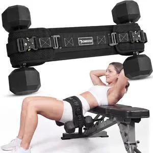 Hip Thrust Belt - Dual-Strap Glute Builder for Dumbbells, Plates, Kettlebells (Supports up to 700 lbs) - Comfortable Padded Booty Belt for Home & Gym (Black) Hip Thrust Belt - Dual-Strap Glute Builder for Dumbbells, Plates, Kettlebells (Supports up to 700 lbs) - Comfortable Padded Booty Belt for Home & Gym (Black)