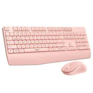 Wireless Bluetooth Ergonomic Keyboard Mouse Combo, Full Size, Pink Wireless Bluetooth Ergonomic Keyboard Mouse Combo, Full Size, Pink