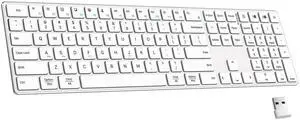2.4G Wireless Bluetooth Keyboard Rechargeable, Stainless Steel Ultra Slim Full Size Keyboard with Numeric Keypad Low Profile Silent Cordless Keyboards for Computer/Mac/Windows 2.4G Wireless Bluetooth Keyboard Rechargeable, Stainless Steel Ultra Slim Full Size Keyboard with Numeric Keypad Low Profile Silent Cordless Keyboards for Computer/Mac/Windows