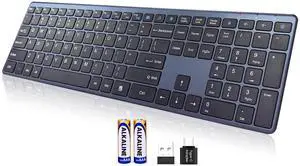 Wireless Keyboard-2.4G USB-A/Type-C Ultra Slim Quiet Full Size PC Computer Keyboard,19 Multimedia Key,Number Pad,Plug&Play,Lag-Free Ergo,Long Battery life for Tablet,Laptop,Smart TV,MAC,Windows,QWERTY Wireless Keyboard-2.4G USB-A/Type-C Ultra Slim Quiet Full Size PC Computer Keyboard,19 Multimedia Key,Number Pad,Plug&Play,Lag-Free Ergo,Long Battery life for Tablet,Laptop,Smart TV,MAC,Windows,QWERTY