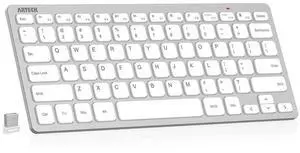 2.4G Wireless Keyboard Ultra Slim and Compact Keyboard with Media Hotkeys for Computer Desktop PC Laptop Surface Smart TV and Windows 11/10/8/7, Silver 2.4G Wireless Keyboard Ultra Slim and Compact Keyboard with Media Hotkeys for Computer Desktop PC Laptop Surface Smart TV and Windows 11/10/8/7, Silver