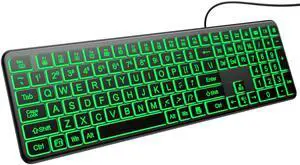 Large Print Light Up Keyboard, USB Silent Wired Keyboard Large Print Light Up Keyboard, USB Silent Wired Keyboard