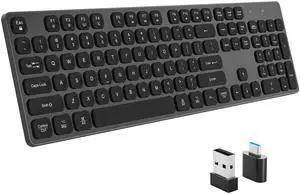 Rechargeable Wireless Keyboard for Mac and Windows, Ultra Slim 2.4GHz Full-Size Keyboard with Low-Profile Quiet Keys, Compatible with PC, Laptop, Windows 11/10/8/7 (Black) Rechargeable Wireless Keyboard for Mac and Windows, Ultra Slim 2.4GHz Full-Size Keyboard with Low-Profile Quiet Keys, Compatible with PC, Laptop, Windows 11/10/8/7 (Black)