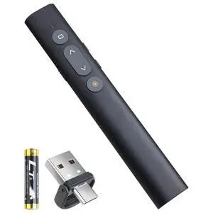 Presentation Clicker Presentation Remotes, Type C/USB A 2 in 1 Pointer, Remote PowerPoint Clicker,USB/Type-C for Computer Slide Advancer, Volume Control/Hyperlink/Switch Windows(Battery Included) Presentation Clicker Presentation Remotes, Type C/USB A 2 in 1 Pointer, Remote PowerPoint Clicker,USB/Type-C for Computer Slide Advancer, Volume Control/Hyperlink/Switch Windows(Battery Included)