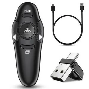 2-in-1 USB Type C Presentation Clicker Wireless Presenter Remote Clicker for PowerPoint Presentations with Clicker, Rechargeable USB C PowerPoint Clicker Slide Advancer for Computer/Mac/Laptop 2-in-1 USB Type C Presentation Clicker Wireless Presenter Remote Clicker for PowerPoint Presentations with Clicker, Rechargeable USB C PowerPoint Clicker Slide Advancer for Computer/Mac/Laptop