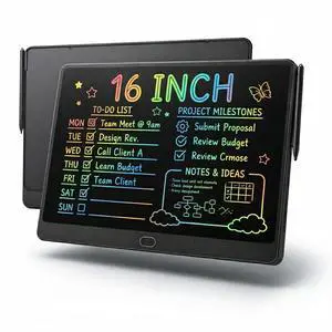 16 Inch Large LCD Writing Tablet for Kids, Colorful Reusable Electronic Doodle Board with Stylus, Educational Drawing Pad for Math Practice & Learning, Travel Essential Toys for Boys Girls (Black) 16 Inch Large LCD Writing Tablet for Kids, Colorful Reusable Electronic Doodle Board with Stylus, Educational Drawing Pad for Math Practice & Learning, Travel Essential Toys for Boys Girls (Black)
