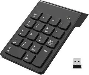 Wireless Number Pad, Portable Numeric Keypad 2.4G 18 Keys 10 Key USB Keypad for Laptop/Notebook/Surface Pro/PC, Financial Accounting Number Pad Keyboard - Black Wireless Number Pad, Portable Numeric Keypad 2.4G 18 Keys 10 Key USB Keypad for Laptop/Notebook/Surface Pro/PC, Financial Accounting Number Pad Keyboard - Black