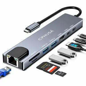 8-in-1 USB C Docking Station, Type C Hub with 4K HDMI Output, Ethernet RJ45, 100W Power Delivery, SD/TF Card Slots & High-Speed USB Ports for MacBook, Surface, iPad Pro & USB-C Laptops 8-in-1 USB C Docking Station, Type C Hub with 4K HDMI Output, Ethernet RJ45, 100W Power Delivery, SD/TF Card Slots & High-Speed USB Ports for MacBook, Surface, iPad Pro & USB-C Laptops