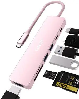 7-in-1 USB C Hub with 4K@60Hz HDMI, 2 USB-A, 1 USB-C, 100W PD Charging, SD 3.0 /TF 3.0 Card Reader, Compatible with MacBook Pro/Air/Neo, iPad Pro, iMac, iPhone 15-17 (Blush) 7-in-1 USB C Hub with 4K@60Hz HDMI, 2 USB-A, 1 USB-C, 100W PD Charging, SD 3.0 /TF 3.0 Card Reader, Compatible with MacBook Pro/Air/Neo, iPad Pro, iMac, iPhone 15-17 (Blush)