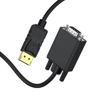 DisplayPort to VGA Cable, 1.8M/5.9FT Display Port of Computer/Laptop to VGA of Monitor/Projector Adapter (Not Bidirectional) DisplayPort to VGA Cable, 1.8M/5.9FT Display Port of Computer/Laptop to VGA of Monitor/Projector Adapter (Not Bidirectional)