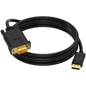 (in) DisplayPort to (Out) VGA Adapter DP to VGA Cable Male to Male Gold-Plated for Computer, Laptop, Monitor, TV, Projector (NOT Bidirectional) (3 FT-1PACK) (in) DisplayPort to (Out) VGA Adapter DP to VGA Cable Male to Male Gold-Plated for Computer, Laptop, Monitor, TV, Projector (NOT Bidirectional) (3 FT-1PACK)