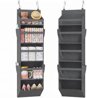 1 Pack Over the Door Organizer, 5 Section Clear Window Hanging Storage with 4 Side Pockets, Sturdy Anti Tilt 40 lbs Load Behind Door for Closet, Bedroom, Bathroom, Nursery, Dorm, Dark Gray 1 Pack Over the Door Organizer, 5 Section Clear Window Hanging Storage with 4 Side Pockets, Sturdy Anti Tilt 40 lbs Load Behind Door for Closet, Bedroom, Bathroom, Nursery, Dorm, Dark Gray