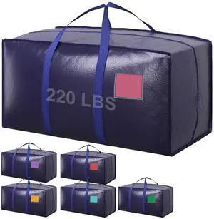 6 Pack Moving Bags Heavy Duty 210GSM with Full-Open Side Zipper, 93L 220lbs Waterproof Foldable Storage Totes for College Dorm Move-In, Moving Boxes Alternative & Home Organization, Blue 6 Pack Moving Bags Heavy Duty 210GSM with Full-Open Side Zipper, 93L 220lbs Waterproof Foldable Storage Totes for College Dorm Move-In, Moving Boxes Alternative & Home Organization, Blue