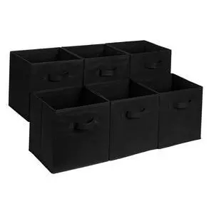Collapsible Fabric Storage Cube Bins Organizer with Handles, Organization Containers, Multifunctional, 13" x 13" x 13", Black, 6-Pack Collapsible Fabric Storage Cube Bins Organizer with Handles, Organization Containers, Multifunctional, 13" x 13" x 13", Black, 6-Pack