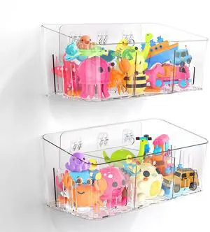 Bath Toy Storage 2 Packs, Large Bath Toy Holder - 3 Compartments, Quick-Dry Bath Toy Storage 2 Packs, Large Bath Toy Holder - 3 Compartments, Quick-Dry