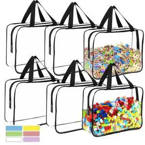 6 Packs Large Toy Storage Bags with Labels, Reusable Clear PVC Board Game Storage, Travel Waterproof Organizer Bags with Zipper for Building Blocks, Puzzle, Kids Books 6 Packs Large Toy Storage Bags with Labels, Reusable Clear PVC Board Game Storage, Travel Waterproof Organizer Bags with Zipper for Building Blocks, Puzzle, Kids Books