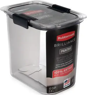 Brilliance 12-Cup Airtight Food Storage Container, Perfect for Pantry Staples, Clear/Grey Brilliance 12-Cup Airtight Food Storage Container, Perfect for Pantry Staples, Clear/Grey