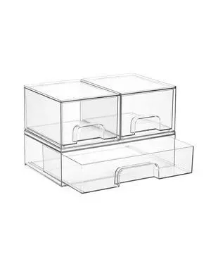 Clear Stackable Storage Drawers Set of 5, Plastic Organizer Bins Clear Stackable Storage Drawers Set of 5, Plastic Organizer Bins