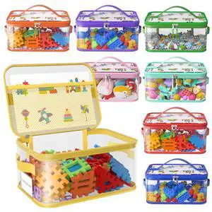 8 Packs Large Clear Toy Storage Bags with Double Zipper & Handles, L 8 Packs Large Clear Toy Storage Bags with Double Zipper & Handles, L