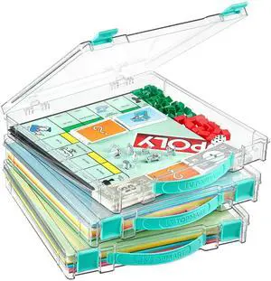 3 Pack Board Game Storage with Handle and Snap-Tight Latch Lid 3 Pack Board Game Storage with Handle and Snap-Tight Latch Lid