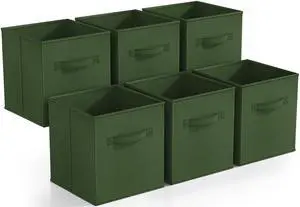 Foldable Storage Cubes - 6 Fabric Baskets for Organizing Pantry, Shelf, Toy Box, Cubby, Closet Organizer - 11 Inch Collapsible Closet Organizers and Storage Bins (Dark Green 6 Pack) Foldable Storage Cubes - 6 Fabric Baskets for Organizing Pantry, Shelf, Toy Box, Cubby, Closet Organizer - 11 Inch Collapsible Closet Organizers and Storage Bins (Dark Green 6 Pack)
