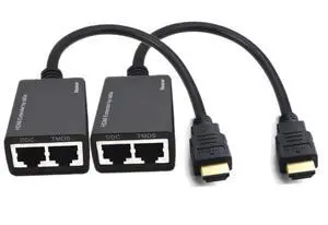 2 PCS HDMI Extender Over Cat5e/6, Ethernet to HDMI RJ45 Ethernet Network Adapter, Support 1080p UP to 30m/98ft Video and Audio for HDTV HDPC PS4 STB (HDMI to RJ45 1 to 2) 2 PCS HDMI Extender Over Cat5e/6, Ethernet to HDMI RJ45 Ethernet Network Adapter, Support 1080p UP to 30m/98ft Video and Audio for HDTV HDPC PS4 STB (HDMI to RJ45 1 to 2)