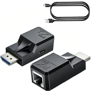 HDTV Extender Over Single Ethernet Cat5e/6 Cable,Support 196ft/60M | HD 4K audio and video stable transmission,HD Male to Male RJ45 Network LAN Converter Repeater,for PC,PS3/4,Monitor HDTV Extender Over Single Ethernet Cat5e/6 Cable,Support 196ft/60M | HD 4K audio and video stable transmission,HD Male to Male RJ45 Network LAN Converter Repeater,for PC,PS3/4,Monitor