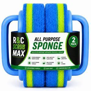 Scrub Max Bathroom Scrubber and Bathtub Scrubber - Cleaning Sponge Brush with Ergonomic Handle - Scrub Brush for Shower for Bathroom Kitchen Bathtub Toilet and Kitchen Toilet with Handle Scrub Max Bathroom Scrubber and Bathtub Scrubber - Cleaning Sponge Brush with Ergonomic Handle - Scrub Brush for Shower for Bathroom Kitchen Bathtub Toilet and Kitchen Toilet with Handle
