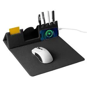 Mouse Pad with Phone Holder & Pen Holders, Wireless Charging Desk Mat, Mousepad Home Office Desk Pad with Ultra-Smooth Surface, Non-Slip Base, Waterproof Keyboard Pad, Classic Black Desk Mat Mouse Pad with Phone Holder & Pen Holders, Wireless Charging Desk Mat, Mousepad Home Office Desk Pad with Ultra-Smooth Surface, Non-Slip Base, Waterproof Keyboard Pad, Classic Black Desk Mat