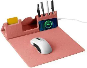 Mouse Pad with Phone Holder & Pen Holders, Wireless Charging Desk Mat, Mousepad Home Office Desk Pad with Ultra-Smooth Surface, Non-Slip Base, Waterproof Keyboard Pad, Classic Pink Desk Mat Mouse Pad with Phone Holder & Pen Holders, Wireless Charging Desk Mat, Mousepad Home Office Desk Pad with Ultra-Smooth Surface, Non-Slip Base, Waterproof Keyboard Pad, Classic Pink Desk Mat