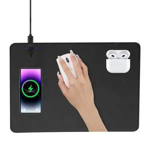 Wireless Charging Mouse Pad 2 in 1 Leather Multifunctional Office Desk Pad with Non-Slip Rubber Base, Waterproof Desk pad for Computers/Office/Work/Home/Decor 12" x 10"Black - L Wireless Charging Mouse Pad 2 in 1 Leather Multifunctional Office Desk Pad with Non-Slip Rubber Base, Waterproof Desk pad for Computers/Office/Work/Home/Decor 12" x 10"Black - L