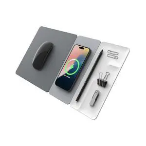 H3 Split Max 3-in-1 Wireless Charging Mouse Pad Fast Qi Charger, Mousepad Mat, and Magnetic Tray Organizer Compatible with Smartphones and Earbuds (Graphite Grey) H3 Split Max 3-in-1 Wireless Charging Mouse Pad Fast Qi Charger, Mousepad Mat, and Magnetic Tray Organizer Compatible with Smartphones and Earbuds (Graphite Grey)