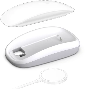 Wireless Charger Grip for Apple Magic Mouse 2, Lightning, White | Ergonomic palm-support base and charging dock; compatible with MagSafe and Qi charging pads; mouse and pad not included Wireless Charger Grip for Apple Magic Mouse 2, Lightning, White | Ergonomic palm-support base and charging dock; compatible with MagSafe and Qi charging pads; mouse and pad not included