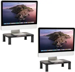 Monitor Stand, Height Adjustable, Laptop, Computer, Riser, Office, Set of 2, Black Monitor Stand, Height Adjustable, Laptop, Computer, Riser, Office, Set of 2, Black