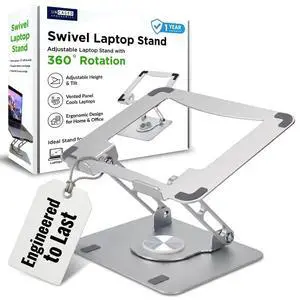 Swivel Laptop Stand for Desk, Adjustable Computer iPad Stand for Desk w/ 360 Rotation, Portable Laptop Holder for Home Office Ergonomic Supplies (Arctic Silver) Swivel Laptop Stand for Desk, Adjustable Computer iPad Stand for Desk w/ 360 Rotation, Portable Laptop Holder for Home Office Ergonomic Supplies (Arctic Silver)