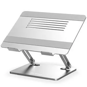 Laptop Stand, Adjustable Aluminum Riser for 15-Inch Laptops, Silver Laptop Stand, Adjustable Aluminum Riser for 15-Inch Laptops, Silver