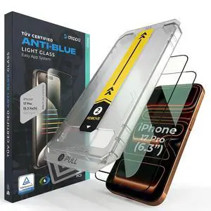 |2 Pack| for iPhone 17 Pro (6.3') Anti-Blue Light Screen Protector for iPhone | Scratch Resistant Tempered Glass | 3D Edge to Edge Coverage | Easy Installation Kit | Eye Safeguard TÜV Certified |2 Pack| for iPhone 17 Pro (6.3') Anti-Blue Light Screen Protector for iPhone | Scratch Resistant Tempered Glass | 3D Edge to Edge Coverage | Easy Installation Kit | Eye Safeguard TÜV Certified