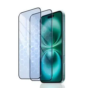 2-Pack Anti-Blue Light Screen Protector for iPhone 16/15, Tempered Glass Film, Impact-Protection, HD, Anti-Shatter, Anti-Scratch, 9H Hardness, Case Friendly, Bubble Free 2-Pack Anti-Blue Light Screen Protector for iPhone 16/15, Tempered Glass Film, Impact-Protection, HD, Anti-Shatter, Anti-Scratch, 9H Hardness, Case Friendly, Bubble Free