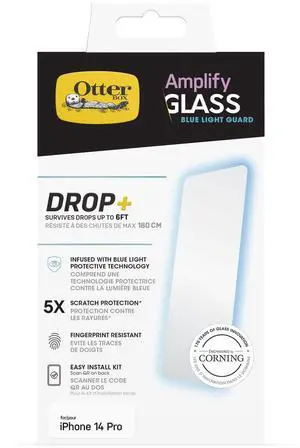 AMPLIFY GLASS ANTIMICROBIAL BLUE LIGHT Screen Protector for iPhone 14 Pro (ONLY), Flawless Touch Response, Fingerprint Resistant, Precision Fit, Vibrant Clarity AMPLIFY GLASS ANTIMICROBIAL BLUE LIGHT Screen Protector for iPhone 14 Pro (ONLY), Flawless Touch Response, Fingerprint Resistant, Precision Fit, Vibrant Clarity