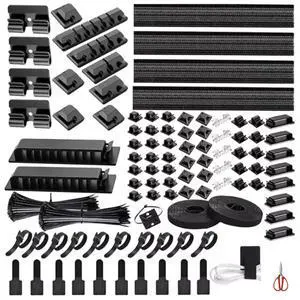 314 Piece Cord Organizer & Cable Management Set, All in One Desk and TV Cable Management Kit with Clips, Sleeves, Ties, Mounts for Home Office Perfect Tech Organizer Scissors & Travel Case Included 314 Piece Cord Organizer & Cable Management Set, All in One Desk and TV Cable Management Kit with Clips, Sleeves, Ties, Mounts for Home Office Perfect Tech Organizer Scissors & Travel Case Included