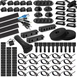 285 PCS Cable Management Kit - for Computer TV Under Desk - Black 285 PCS Cable Management Kit - for Computer TV Under Desk - Black