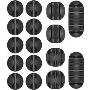 16pcs Cord Organizer for Nightstand Phone Charger Cables (Black) 16pcs Cord Organizer for Nightstand Phone Charger Cables (Black)