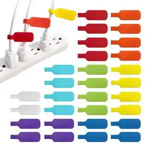 Cable Labels, Medium, Multi-Color (30-Pack) Write On Cord Tags for Wire Management and Identification Cable Labels, Medium, Multi-Color (30-Pack) Write On Cord Tags for Wire Management and Identification