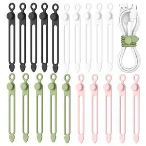 20 Pcs Silicone Cable Ties, Reusable Cord Organizer Cable for Electronics, Office, Home Travel Essentials, Earphone, Phone Charger 20 Pcs Silicone Cable Ties, Reusable Cord Organizer Cable for Electronics, Office, Home Travel Essentials, Earphone, Phone Charger