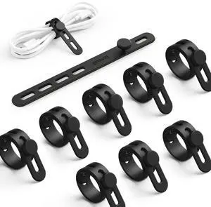 10 Pack Silicone Cable Ties Cord Organizer - Wire Management Wraps 10 Pack Silicone Cable Ties Cord Organizer - Wire Management Wraps