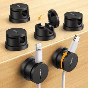 6 Pack Snap-Lock Cable Clips, 360° Rotatable Cord Holder for Desk 6 Pack Snap-Lock Cable Clips, 360° Rotatable Cord Holder for Desk